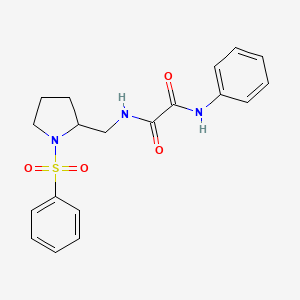 molecular formula C19H21N3O4S B2977035 N1-phenyl-N2-((1-(phenylsulfonyl)pyrrolidin-2-yl)methyl)oxalamide CAS No. 896269-13-9
