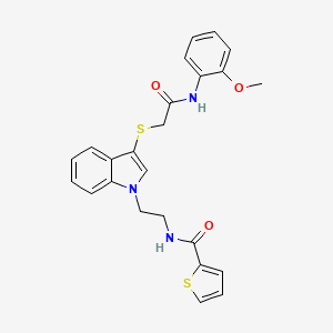 molecular formula C24H23N3O3S2 B2977045 N-{2-[3-({[(2-methoxyphenyl)carbamoyl]methyl}sulfanyl)-1H-indol-1-yl]ethyl}thiophene-2-carboxamide CAS No. 862826-07-1