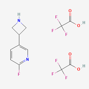 molecular formula C12H11F7N2O4 B2977047 5-(Azetidin-3-YL)-2-fluoropyridine bis(2,2,2-trifluoroacetate) CAS No. 2260930-82-1