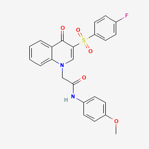 molecular formula C24H19FN2O5S B2977100 2-[3-(4-fluorophenyl)sulfonyl-4-oxoquinolin-1-yl]-N-(4-methoxyphenyl)acetamide CAS No. 866729-17-1