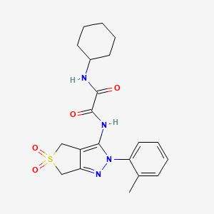 molecular formula C20H24N4O4S B2977120 N'-cyclohexyl-N-[2-(2-methylphenyl)-5,5-dioxo-2H,4H,6H-5lambda6-thieno[3,4-c]pyrazol-3-yl]ethanediamide CAS No. 899944-80-0