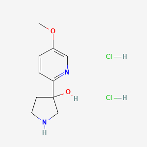 molecular formula C10H16Cl2N2O2 B2977136 3-(5-Methoxypyridin-2-yl)pyrrolidin-3-ol dihydrochloride CAS No. 2225137-30-2