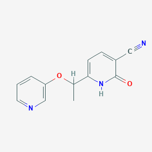 molecular formula C13H11N3O2 B2977141 2-Hydroxy-6-[1-(3-pyridinyloxy)ethyl]nicotinonitrile CAS No. 338397-60-7