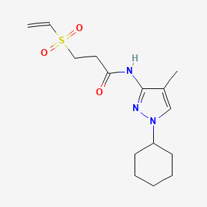 molecular formula C15H23N3O3S B2977156 N-(1-Cyclohexyl-4-methylpyrazol-3-yl)-3-ethenylsulfonylpropanamide CAS No. 2224207-92-3