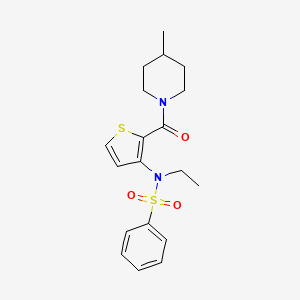 molecular formula C19H24N2O3S2 B2977172 N-ethyl-N-[2-(4-methylpiperidine-1-carbonyl)thiophen-3-yl]benzenesulfonamide CAS No. 1251673-74-1