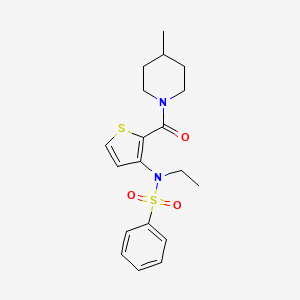 N-ethyl-N-(2-(4-methylpiperidine-1-carbonyl)thiophen-3-yl)benzenesulfonamide