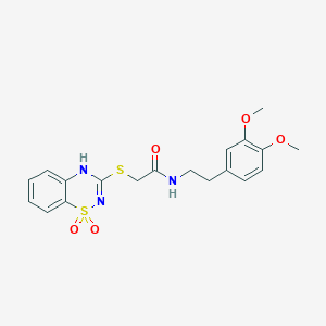 molecular formula C19H21N3O5S2 B2977177 N-[2-(3,4-dimethoxyphenyl)ethyl]-2-[(1,1-dioxo-4H-1lambda6,2,4-benzothiadiazin-3-yl)sulfanyl]acetamide CAS No. 899734-79-3