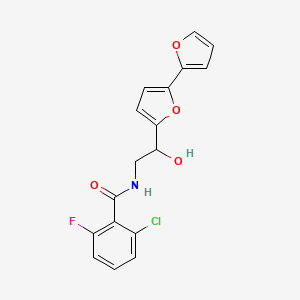 molecular formula C17H13ClFNO4 B2977182 N-(2-{[2,2'-bifuran]-5-yl}-2-hydroxyethyl)-2-chloro-6-fluorobenzamide CAS No. 2320925-66-2