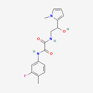 molecular formula C16H18FN3O3 B2977238 N'-(3-fluoro-4-methylphenyl)-N-[2-hydroxy-2-(1-methyl-1H-pyrrol-2-yl)ethyl]ethanediamide CAS No. 1396798-52-9