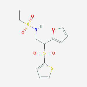 molecular formula C12H15NO5S3 B2977248 N-[2-(FURAN-2-YL)-2-(THIOPHENE-2-SULFONYL)ETHYL]ETHANE-1-SULFONAMIDE CAS No. 896329-29-6