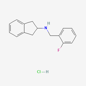 molecular formula C16H17ClFN B2977252 N-[(2-Fluorophenyl)methyl]-2,3-dihydro-1H-inden-2-amine;hydrochloride CAS No. 2411238-27-0