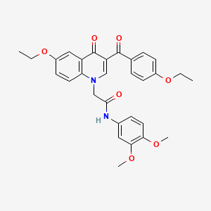 molecular formula C30H30N2O7 B2977292 N-(3,4-dimethoxyphenyl)-2-[6-ethoxy-3-(4-ethoxybenzoyl)-4-oxo-1,4-dihydroquinolin-1-yl]acetamide CAS No. 898343-39-0