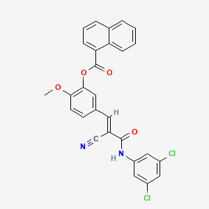 molecular formula C28H18Cl2N2O4 B2977300 [5-[(E)-2-cyano-3-(3,5-dichloroanilino)-3-oxoprop-1-enyl]-2-methoxyphenyl] naphthalene-1-carboxylate CAS No. 380476-25-5