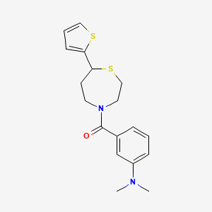 molecular formula C18H22N2OS2 B2977330 N,N-dimethyl-3-[7-(thiophen-2-yl)-1,4-thiazepane-4-carbonyl]aniline CAS No. 1706292-06-9