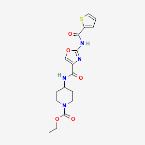 molecular formula C17H20N4O5S B2977343 ethyl 4-[2-(thiophene-2-amido)-1,3-oxazole-4-amido]piperidine-1-carboxylate CAS No. 1396807-23-0