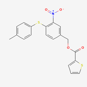 molecular formula C19H15NO4S2 B2977358 4-[(4-Methylphenyl)sulfanyl]-3-nitrobenzyl 2-thiophenecarboxylate CAS No. 320424-07-5