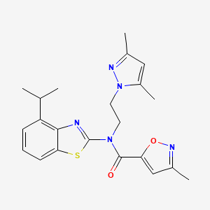 molecular formula C22H25N5O2S B2977385 N-(2-(3,5-dimethyl-1H-pyrazol-1-yl)ethyl)-N-(4-isopropylbenzo[d]thiazol-2-yl)-3-methylisoxazole-5-carboxamide CAS No. 1172233-89-4