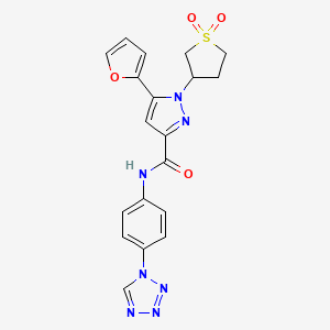molecular formula C19H17N7O4S B2977394 1-(1,1-dioxo-1lambda6-thiolan-3-yl)-5-(furan-2-yl)-N-[4-(1H-1,2,3,4-tetrazol-1-yl)phenyl]-1H-pyrazole-3-carboxamide CAS No. 1171871-01-4