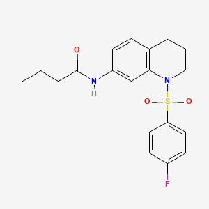 molecular formula C19H21FN2O3S B2977413 N-(1-((4-fluorophenyl)sulfonyl)-1,2,3,4-tetrahydroquinolin-7-yl)butyramide CAS No. 1005299-80-8