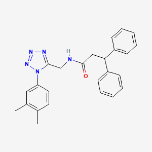 molecular formula C25H25N5O B2977418 N-{[1-(3,4-dimethylphenyl)-1H-1,2,3,4-tetrazol-5-yl]methyl}-3,3-diphenylpropanamide CAS No. 897622-61-6