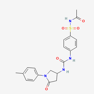 molecular formula C20H22N4O5S B2977422 N-((4-(3-(5-oxo-1-(p-tolyl)pyrrolidin-3-yl)ureido)phenyl)sulfonyl)acetamide CAS No. 894020-10-1