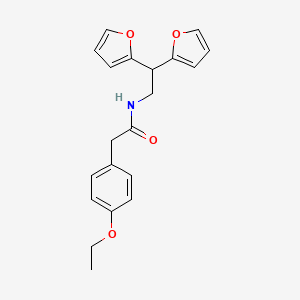 molecular formula C20H21NO4 B2977426 N-[2,2-bis(furan-2-yl)ethyl]-2-(4-ethoxyphenyl)acetamide CAS No. 2309598-46-5