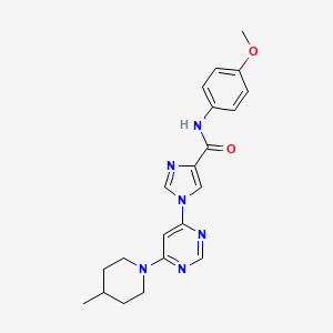 molecular formula C21H24N6O2 B2977432 N-(4-methoxyphenyl)-1-[6-(4-methylpiperidin-1-yl)pyrimidin-4-yl]-1H-imidazole-4-carboxamide CAS No. 1251632-40-2