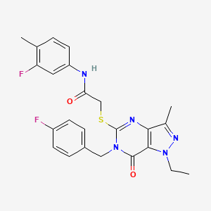 2-((1-ethyl-6-(4-fluorobenzyl)-3-methyl-7-oxo-6,7-dihydro-1H-pyrazolo[4,3-d]pyrimidin-5-yl)thio)-N-(3-fluoro-4-methylphenyl)acetamide