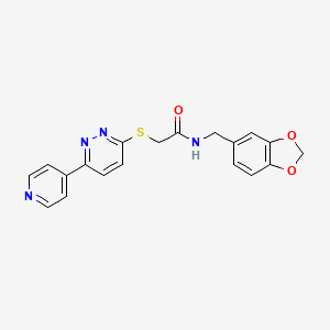 molecular formula C19H16N4O3S B2977480 N-[(2H-1,3-benzodioxol-5-yl)methyl]-2-{[6-(pyridin-4-yl)pyridazin-3-yl]sulfanyl}acetamide CAS No. 893999-94-5