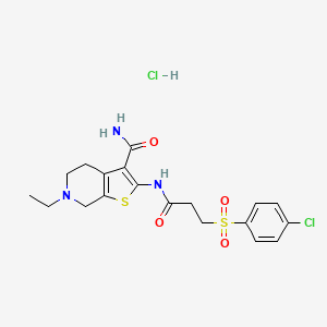 2-(3-((4-Chlorophenyl)sulfonyl)propanamido)-6-ethyl-4,5,6,7-tetrahydrothieno[2,3-c]pyridine-3-carboxamide hydrochloride