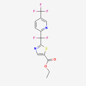 molecular formula C13H9F5N2O2S B2977489 Ethyl 2-{difluoro[5-(trifluoromethyl)pyridin-2-yl]methyl}-1,3-thiazole-5-carboxylate CAS No. 2126178-80-9