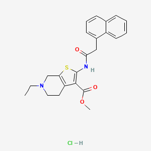 molecular formula C23H25ClN2O3S B2977501 Methyl 6-ethyl-2-(2-(naphthalen-1-yl)acetamido)-4,5,6,7-tetrahydrothieno[2,3-c]pyridine-3-carboxylate hydrochloride CAS No. 1217085-60-3