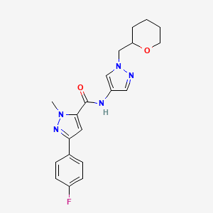 3-(4-fluorophenyl)-1-methyl-N-(1-((tetrahydro-2H-pyran-2-yl)methyl)-1H-pyrazol-4-yl)-1H-pyrazole-5-carboxamide