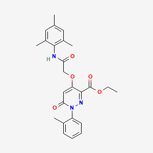 molecular formula C25H27N3O5 B2977529 Ethyl 4-(2-(mesitylamino)-2-oxoethoxy)-6-oxo-1-(o-tolyl)-1,6-dihydropyridazine-3-carboxylate CAS No. 899992-32-6