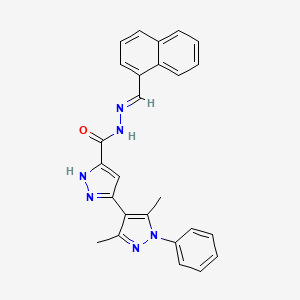 3-(3,5-dimethyl-1-phenylpyrazol-4-yl)-N-[(E)-naphthalen-1-ylmethylideneamino]-1H-pyrazole-5-carboxamide