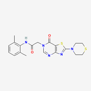 molecular formula C19H21N5O2S2 B2977549 N-(2,6-dimethylphenyl)-2-[7-oxo-2-(thiomorpholin-4-yl)-6H,7H-[1,3]thiazolo[4,5-d]pyrimidin-6-yl]acetamide CAS No. 1223795-41-2