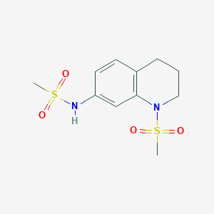 molecular formula C11H16N2O4S2 B2977551 N-(1-methanesulfonyl-1,2,3,4-tetrahydroquinolin-7-yl)methanesulfonamide CAS No. 932320-45-1