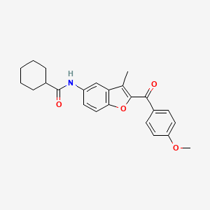 molecular formula C24H25NO4 B2977570 N-[2-(4-methoxybenzoyl)-3-methyl-1-benzofuran-5-yl]cyclohexanecarboxamide CAS No. 929372-42-9