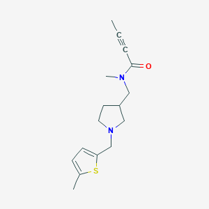 molecular formula C16H22N2OS B2977576 N-Methyl-N-[[1-[(5-methylthiophen-2-yl)methyl]pyrrolidin-3-yl]methyl]but-2-ynamide CAS No. 2411252-19-0