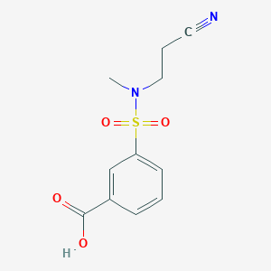 molecular formula C11H12N2O4S B2977602 3-[(2-Cyanoethyl)(methyl)sulfamoyl]benzoic acid CAS No. 735337-12-9