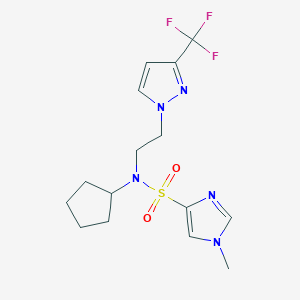 molecular formula C15H20F3N5O2S B2977624 N-cyclopentyl-1-methyl-N-(2-(3-(trifluoromethyl)-1H-pyrazol-1-yl)ethyl)-1H-imidazole-4-sulfonamide CAS No. 2034555-34-3