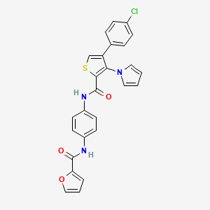 molecular formula C26H18ClN3O3S B2977630 N-{4-[4-(4-chlorophenyl)-3-(1H-pyrrol-1-yl)thiophene-2-amido]phenyl}furan-2-carboxamide CAS No. 1207014-37-6