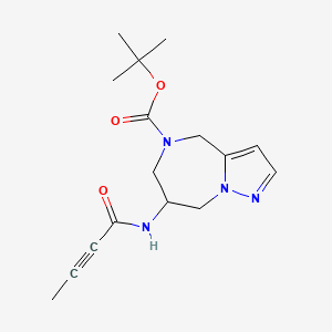 molecular formula C16H22N4O3 B2977660 Tert-butyl 7-(but-2-ynoylamino)-4,6,7,8-tetrahydropyrazolo[1,5-a][1,4]diazepine-5-carboxylate CAS No. 2411279-55-3