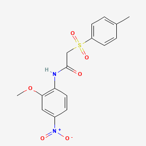 molecular formula C16H16N2O6S B2977675 N-(2-methoxy-4-nitrophenyl)-2-tosylacetamide CAS No. 881771-85-3