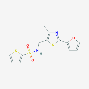 molecular formula C13H12N2O3S3 B2977686 N-((2-(furan-2-yl)-4-methylthiazol-5-yl)methyl)thiophene-2-sulfonamide CAS No. 1421468-65-6