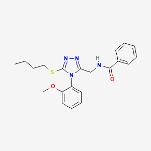 molecular formula C21H24N4O2S B2977724 N-((5-(butylthio)-4-(2-methoxyphenyl)-4H-1,2,4-triazol-3-yl)methyl)benzamide CAS No. 391897-56-6