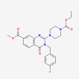 molecular formula C24H25FN4O5 B2977742 Methyl 2-(4-(ethoxycarbonyl)piperazin-1-yl)-3-(4-fluorobenzyl)-4-oxo-3,4-dihydroquinazoline-7-carboxylate CAS No. 1251584-88-9