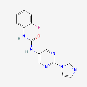 molecular formula C14H11FN6O B2977758 1-(2-(1H-imidazol-1-yl)pyrimidin-5-yl)-3-(2-fluorophenyl)urea CAS No. 1421510-02-2