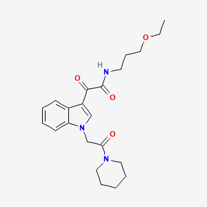 molecular formula C22H29N3O4 B2977765 N-(3-ethoxypropyl)-2-oxo-2-{1-[2-oxo-2-(piperidin-1-yl)ethyl]-1H-indol-3-yl}acetamide CAS No. 872861-05-7
