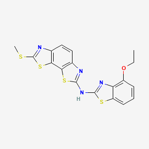 molecular formula C18H14N4OS4 B2977773 N-(4-ethoxy-1,3-benzothiazol-2-yl)-2-methylsulfanyl-[1,3]thiazolo[4,5-g][1,3]benzothiazol-7-amine CAS No. 887877-77-2